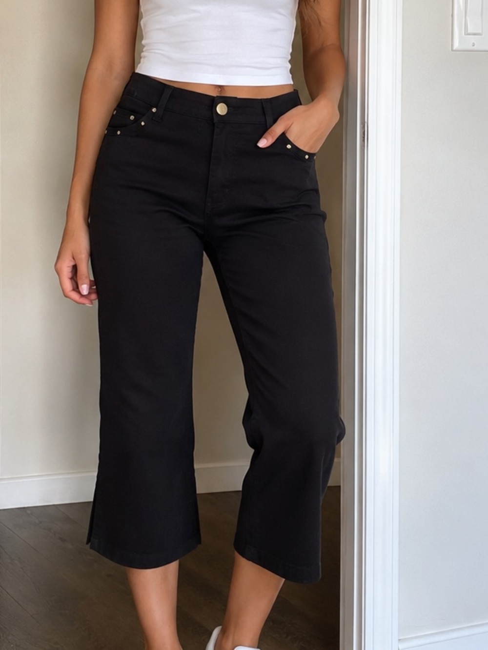 Haggar Black Capris with Stud Accents